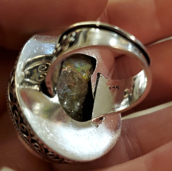 WOW New Ammonite Fossil 925 Silver Statement Ring. - Picture 8 of 8